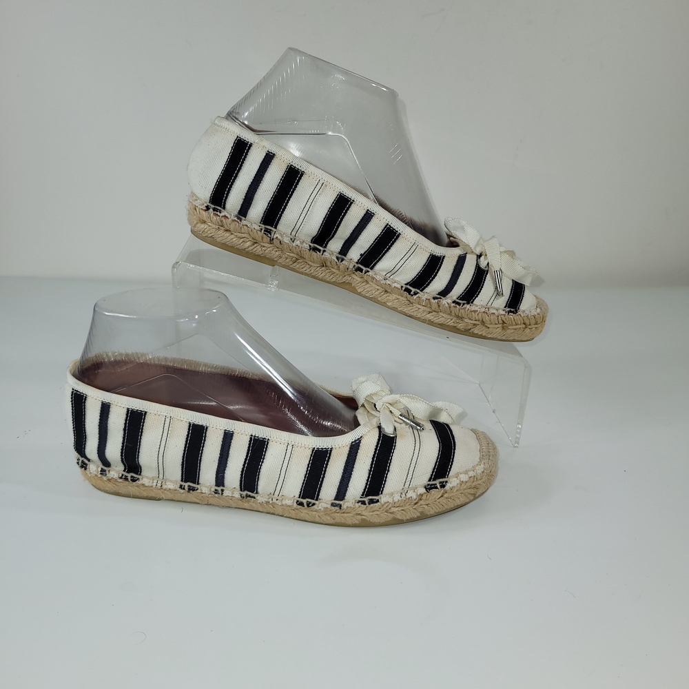 Prada Black Sandals Marc Jacobs Striped Espadrilles Slip On Loafers Size 37 - Picture 6 of 10